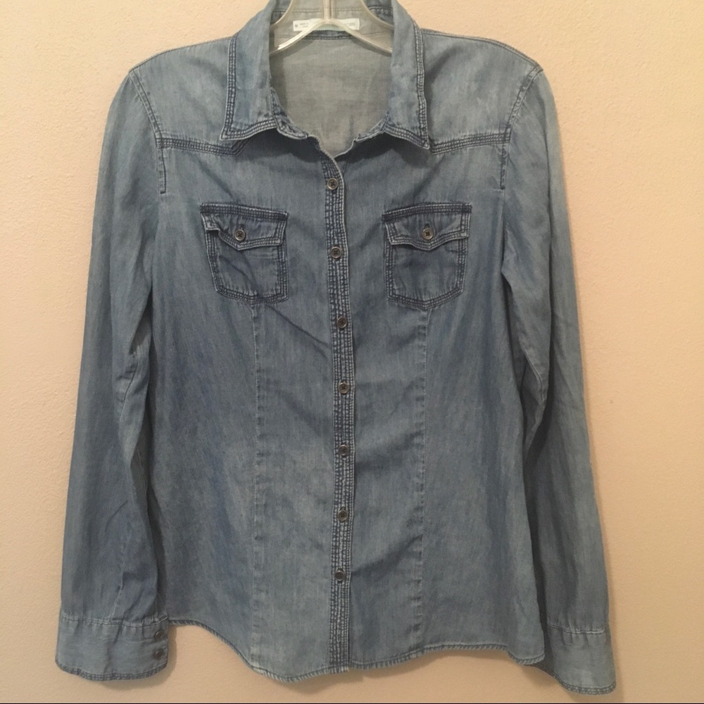 Maurices Chambray Long Sleeve Button Down